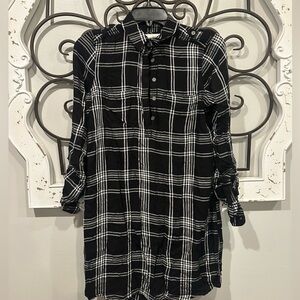 Black and White Plaid Shirt Dress